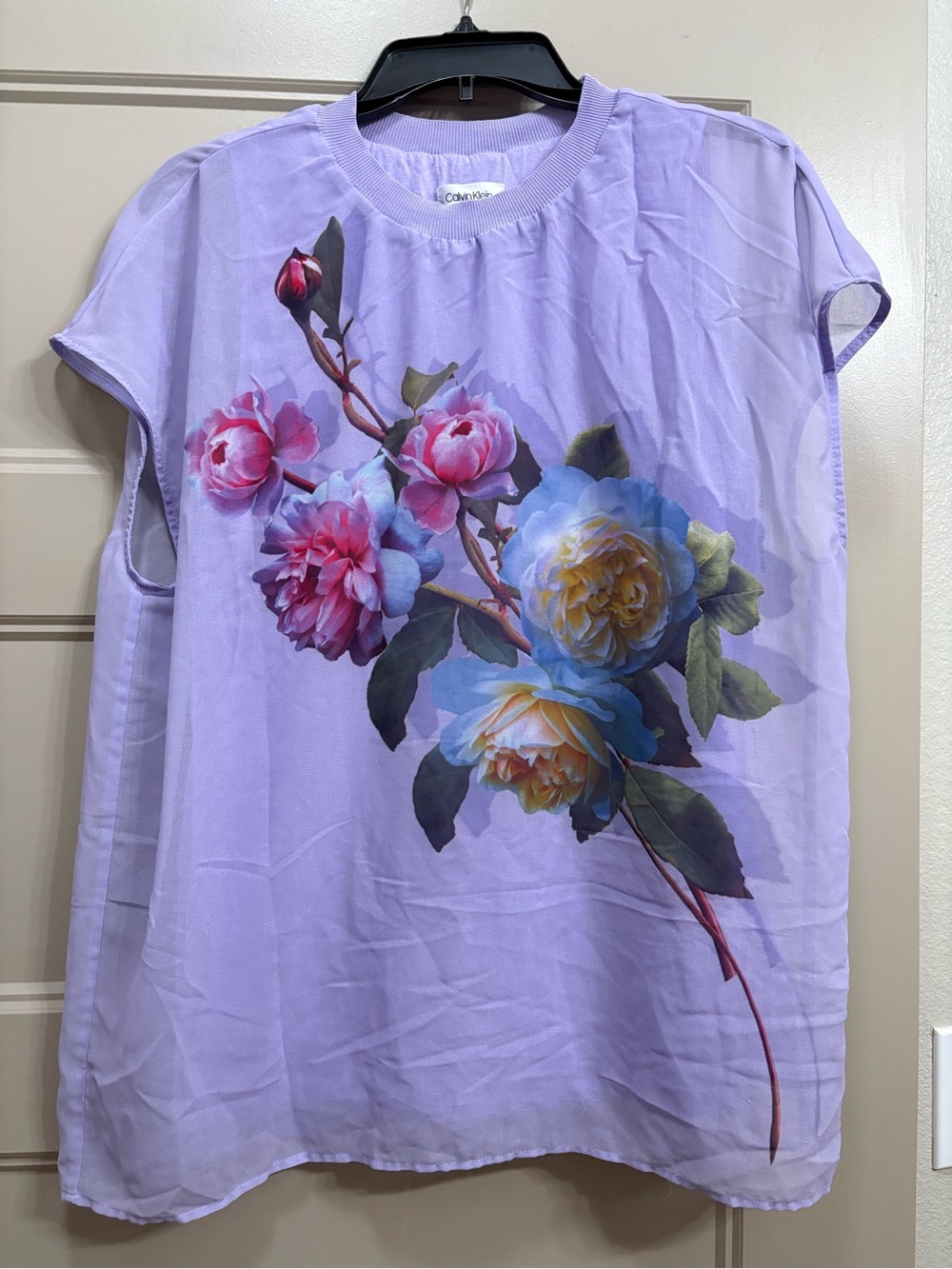 Calvin Klein Lavender Floral Short Sleeve Tee